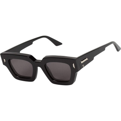 Valley Eyewear Ghost, Gloss Black with Silver Metal Trim/Black Lenses