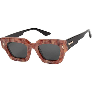 Valley Eyewear Ghost - Fire Stone Black Temples with Gold Metal Trim/Black Lenses