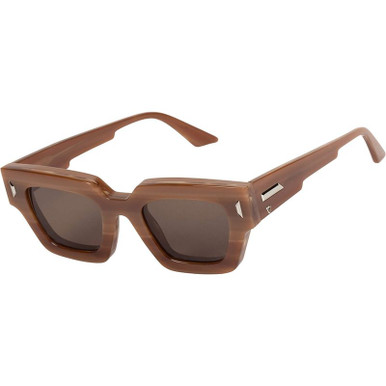 Valley Eyewear Ghost, Mocha Quartz with Silver Metal Trim/Brown Lenses