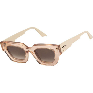 Transparent Sand Almond Temples with Gold Metal Trim/Brown Gradient Lenses