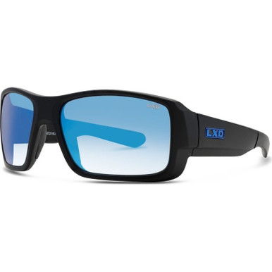 LXD Pacific, Matte Black/Blue Mirror Polarised Glass Lenses