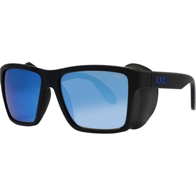 LXD Caspian - Matte Black/Blue Mirror Polarised Glass Lenses