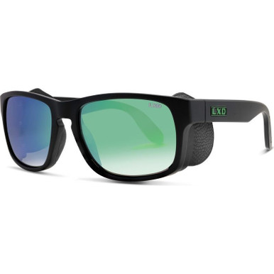 Matte Black/Blue and Green Mirror Polarised Glass Lenses