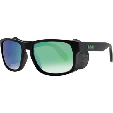 LXD Baja - Matte Black/Blue and Green Mirror Polarised Glass Lenses