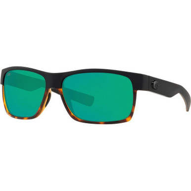 Costa Del Mar Half Moon, Matte Black and Shiny Tortoise/Green Mirror Polarised Glass Lenses