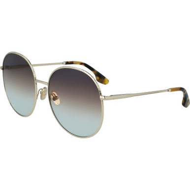 Victoria Beckham VB224S, Gold/Brown &amp; Aqua Gradient Lenses