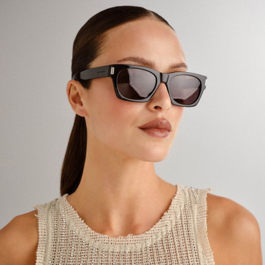 Shop Saint Laurent SL402 Sunglasses Black/Black | Afterpay