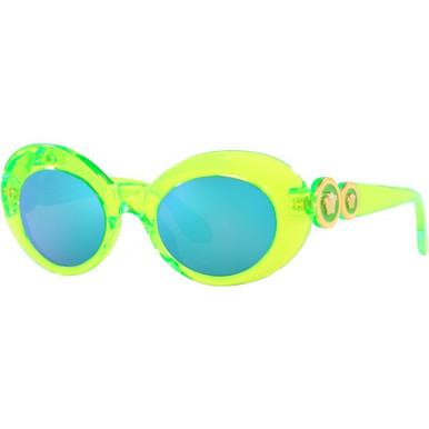 Transparent Fluro Green/Green Blue Mirror Lenses - Kids