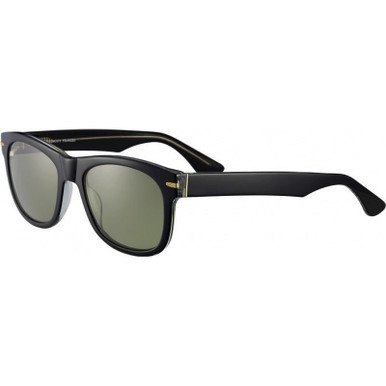 Serengeti Foyt Large, Shiny Black Trans Layer/555nm Photochromic Polarised Glass Lenses