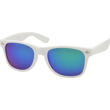 Just Sunnies Kids 1831, White/Green Blue Mirror Lenses