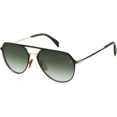 DB 7095/G/S - Matte Black Gold/Green Shaded Lenses