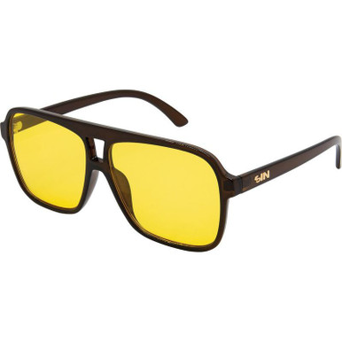 SIN Eyewear The Duke - Chocolate/Yellow Lenses