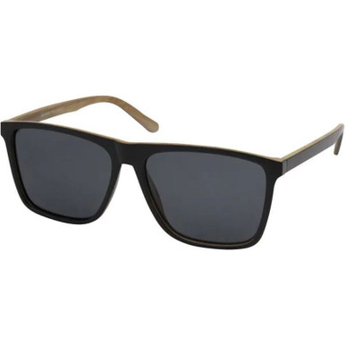 JS Eyewear 6265, Matte Black Wood/Grey Polarised Lenses