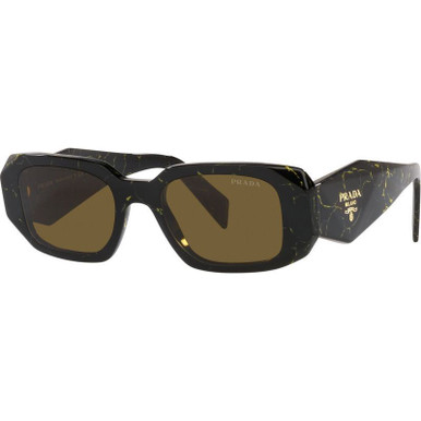 Prada PR17WSF - Black and Yellow Marble/Dark Brown Lenses