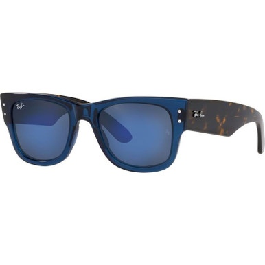 Ray-Ban Mega Wayfarer RB0840S, Transparent Dark Blue/Blue Grey Mirror Glass Lenses