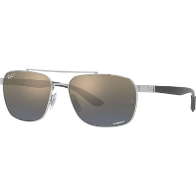 Ray-Ban RB3701, Silver/Blue Gold Mirror Gradient Polarised Lenses