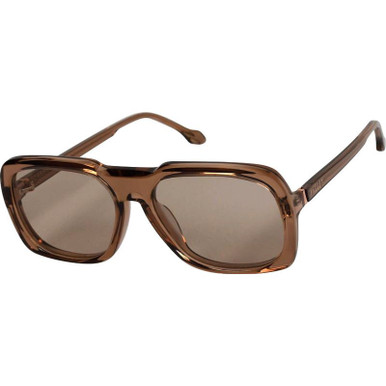 Valley Eyewear Memoir, Transparent Mocha with Rose Gold Metal Trim/Light Brown Lenses