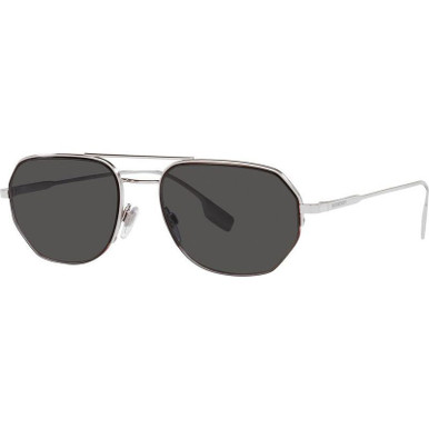 Burberry Henry BE3140, Silver with Black Red Border/Grey Lenses