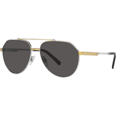 Dolce &amp; Gabbana DG2288, Silver and Gold/Dark Grey Lenses