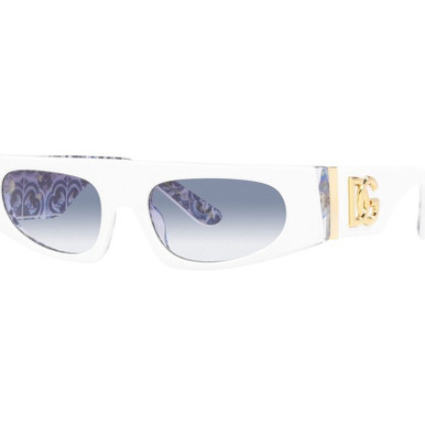 Dolce &amp; Gabbana DG4411, White on Blue Maiolica/Light Blue Gradient Lenses