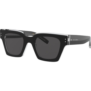 Dolce &amp; Gabbana DG4413, Black and Crystal/Grey Lenses