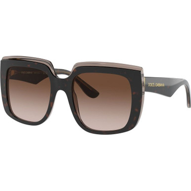 Dolce & Gabbana DG4414F - Havana on Transparent Brown/Brown Gradient Lenses