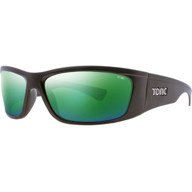 Matte Black/Green Mirror Polarised Glass Lenses