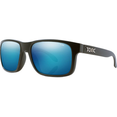 Mo - Matte Black/Blue Mirror Polarised Glass Lenses