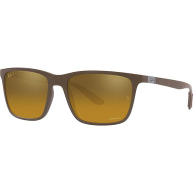 RB4385 - Matte Brown/Brown Gold Mirror Polarised Lenses