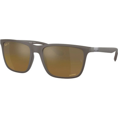 Ray-Ban RB4385 - Matte Brown/Brown Gold Mirror Polarised Lenses