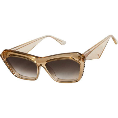 Valley Eyewear Piaf, Champagne with Black Swarovski Crystals Gold Metal Trim/Brown Gradient Lenses