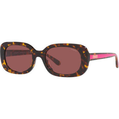 Coach HC8358U, Dark Tortoise/Solid Dark Violet Lenses