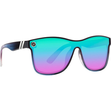 Black Forest Gloss Black and Teal Fade/Blue and Purple Mirrored Polarised Lenses