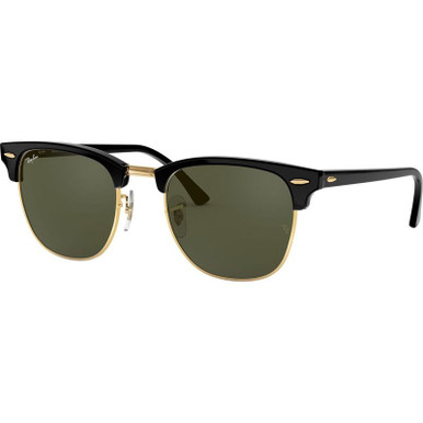 Ray-Ban Clubmaster Classic RB3016F, Black on Arista/Green Glass Lenses