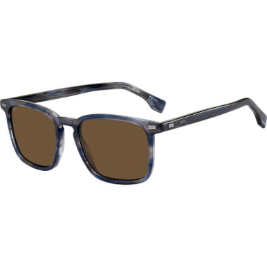 Boss 1364/S - Blue Havana/Brown Lenses