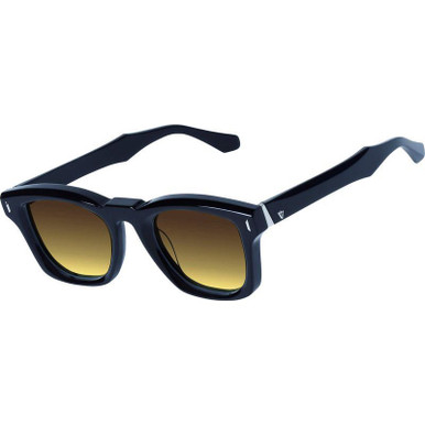 Solomon - Gloss Black with Silver Metal Trim/Brown Yellow Gradient Lenses