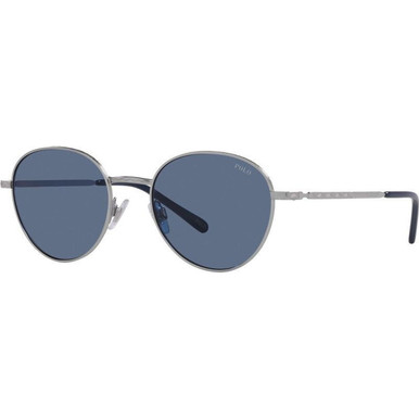 Polo Ralph Lauren PH3144 - Semi Shiny Silver/Dark Blue Lenses