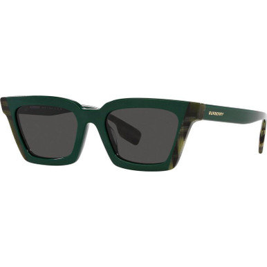 Burberry Briar BE4392U - Green Check Green/Dark Grey Lenses