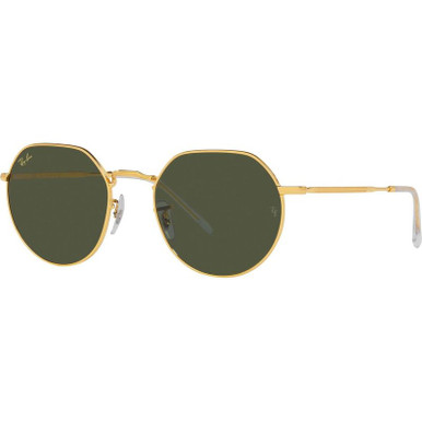 Ray-Ban Jack RB3565, Legend Gold/Green Glass Lenses 55 Eye Size