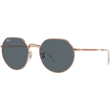 Ray-Ban Jack RB3565, Rose Gold/Blue Glass Lenses 53 Eye Size