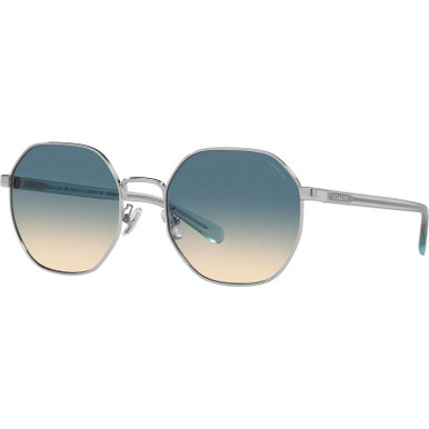 Coach HC7147, Shiny Silver/Blue Yellow Gradient Lenses