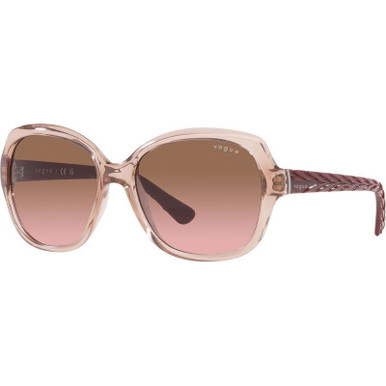 Óculos de Sol Vogue Quadrado Gatinho Acetato Azul Claro Transparente Leve  Resistente Haste Grossa Detalhes Prata Lente Cinza Degradê 100% UVA UVB  VO2945SL 2N