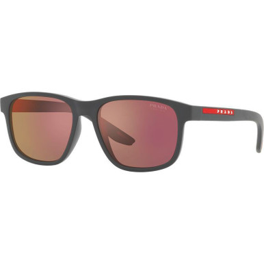 Grey Rubber/Dark Grey and Red Mirror Lenses