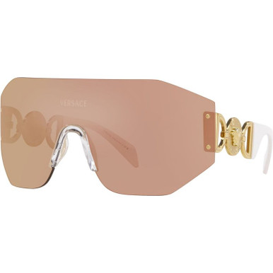 Versace VE2258 - White/Dark Brown and Rose Gold Mirror Lenses