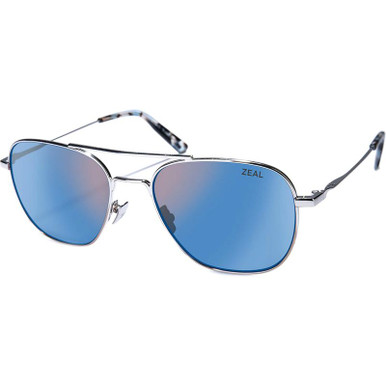 Skyway - Gloss Silver/Horizon Blue Mirror Polarised Lenses