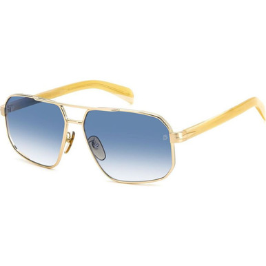 David Beckham DB 7102/S - Striped Beige Gold/Blue Gradient Lenses