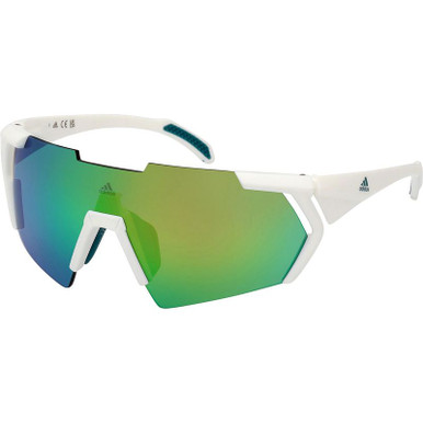 Adidas SP0064, White/Green Mirror Lenses