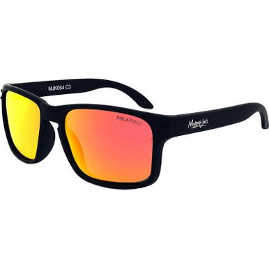 Mangrove Jacks Kids 064 - Matte Black/Red Mirror Polarised Lenses