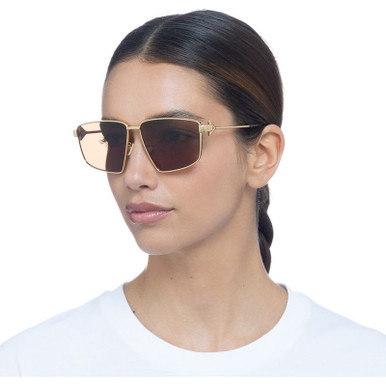 Shop the Bottega Veneta Bv1223s Gold/Brown Lenses | Afterpay display picture 3