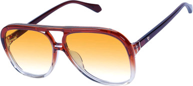 Valley Eyewear Bang, Burnt Orange Fade to Crystal with Gold Metal Trim/Orange Gradient Lenses